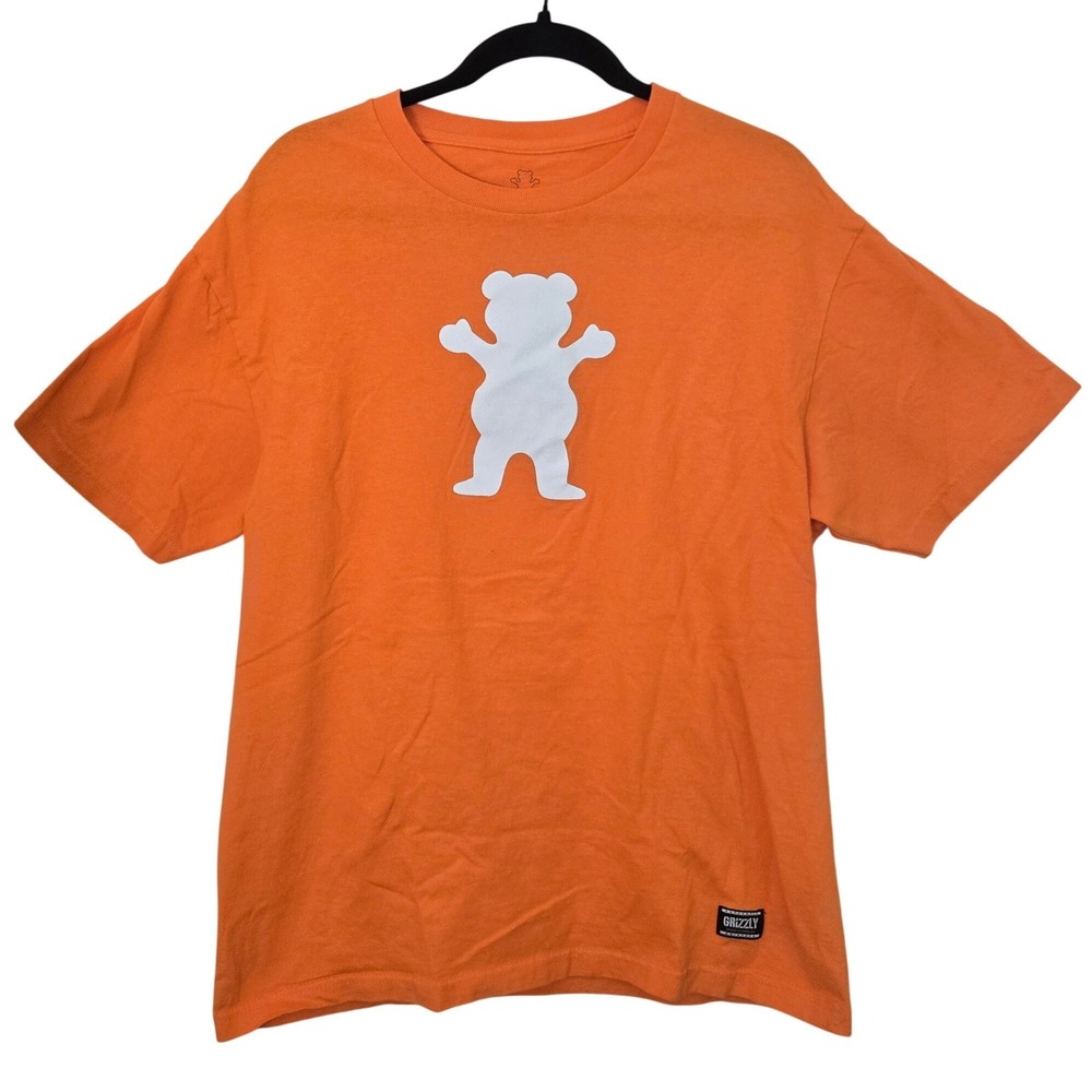 Grizzly Griptape Mens LG T Shirt‎ Orange OG Bear Logo Graphic Skater Streetwear